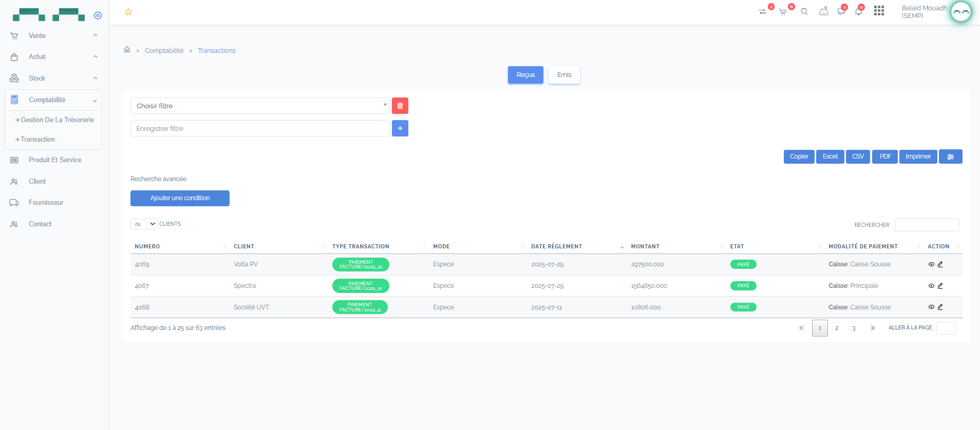 Logiciel de comptabilité, gestion de la trésorerie, journaux et états financiers.
