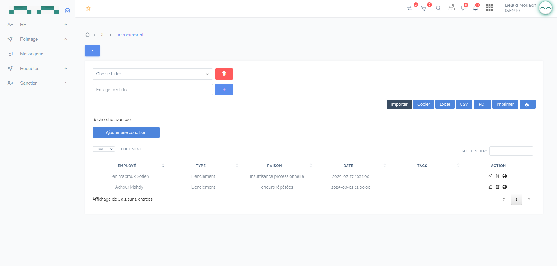 Logiciel de gestion des sanctions disciplinaires et historique RH | SMOFT ERP

